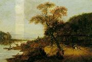 Jacob van der Does Landscape along a river with horsemen oil painting picture wholesale